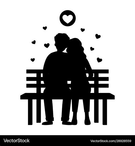 Black Silhouette Couple In Love Is Sitting Vector Image