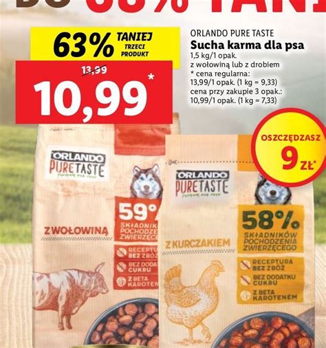 Promocja Karma Dla Psa Z Kurczakiem Orlando Pure Taste W Lidl