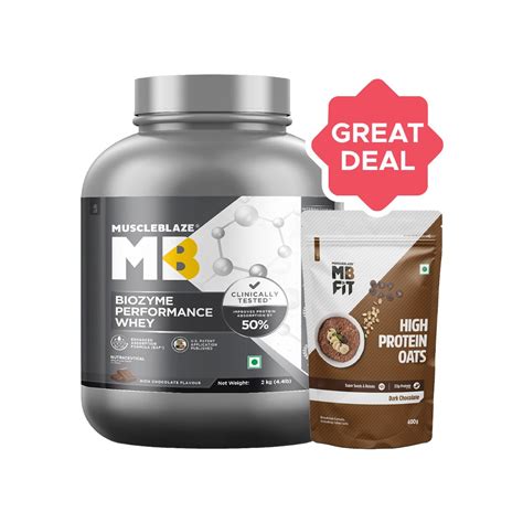 muscleblaze biozyme performance whey protein high protein oats dark