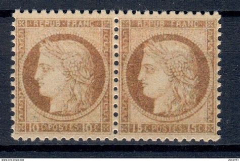 1871 1875 Cérès Paire Ceres N°55c 10c And 15c Brun Rose Neuf