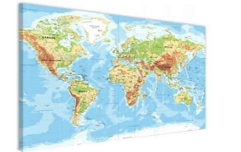 Obraz obrazy na ścianę mapa świata nazwy Polskie Nowoczesny obraz mapa