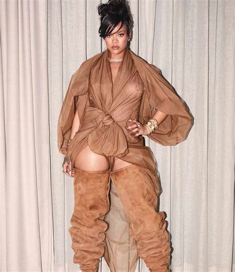 Rihanna Nipples In A See Through Nude Dress At Coachella DrunkenStepFather