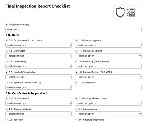 Final Inspection Report Checklist - Joyfill