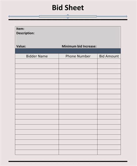 Printable Silent Auction Sheets