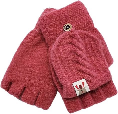 Geilisungren Children Fingerless Flap Cover Gloves Convertible Flip Top