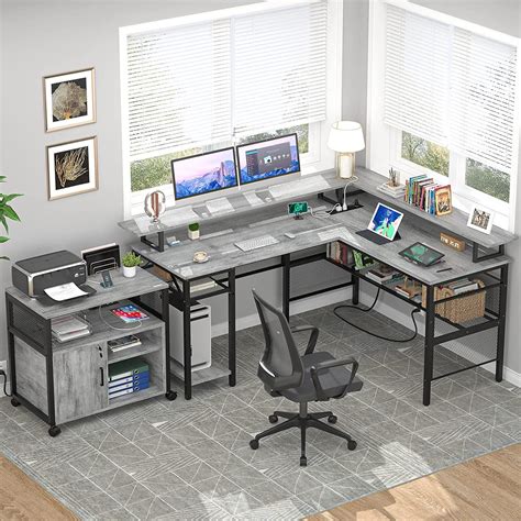 Buy Homieasy L Shaped Computer Desk Reversible Corner Desks With Power