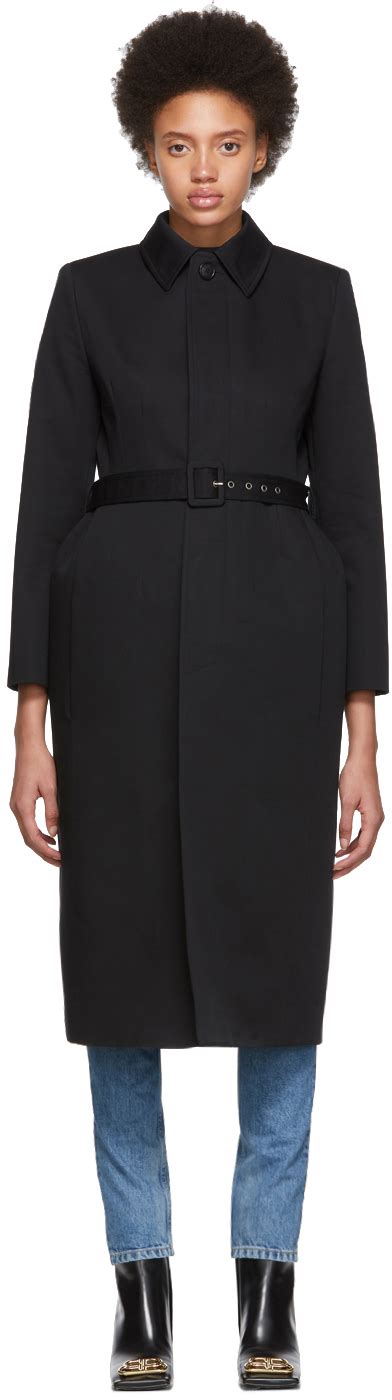 Balenciaga Black Cotton Twill Trench Coat Ssense Canada