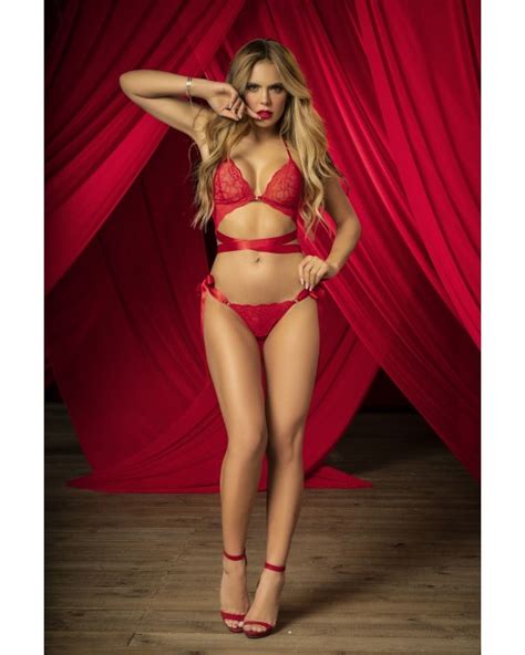 Mapalé Lingerie completino intimo in pizzo con motivo a cuori ricamati