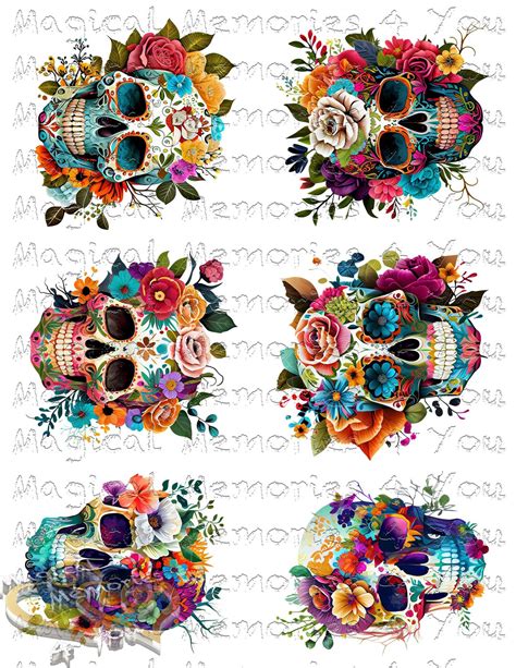 Sugar Skull Waterslide Decal Set Laser Printed Waterslide Set Decals