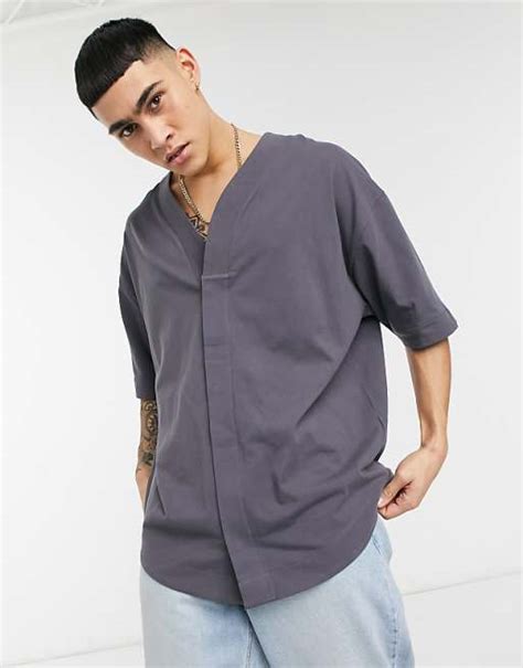 Asos Design Oversized Half Sleeve Heavyweight Brushed Jersey Shirt In