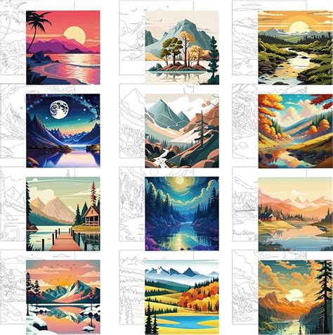 Amazon Affrolling 12 Pcs Pre Drawn Canvas For Painting For Adults