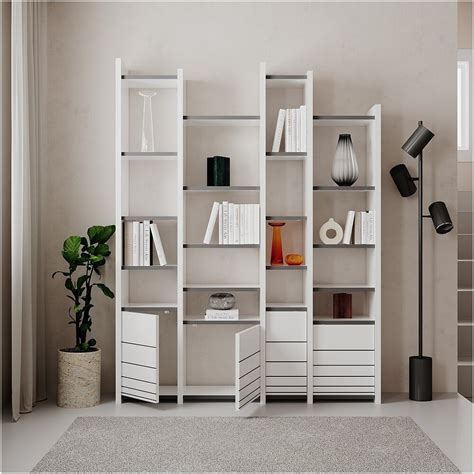 Стеллаж для книг с 4 дверцами 165х127 см белый Arya bookcase LEV00680 ...