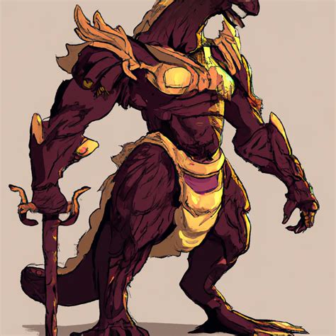 Massive Anthropomorphic Komodo Dragon Demon Warrior Openart