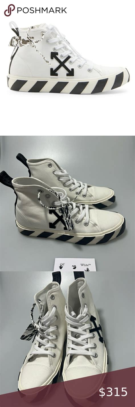 Off White Mid Top Canvas Sneakers White Mens EU 41 US 8 415 In 2023