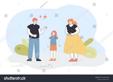 Father Scolding Daughter Flat Vector Illustration Stock Vector Royalty