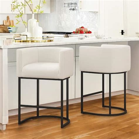 LUE BONA Jessica 26 In Beige Modern Counter Bar Stool Fabric