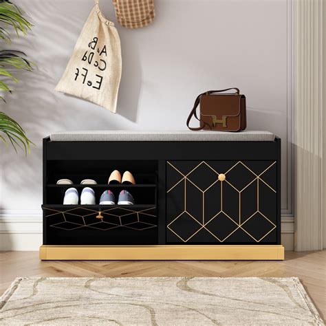 HLR Cushioned Shoe Cabinet, 2 Drawers & Storage, Entrance Organizer ...