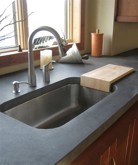 Gray Concrete Kitchen Countertop - Contemporary - Kitchen - New York ...