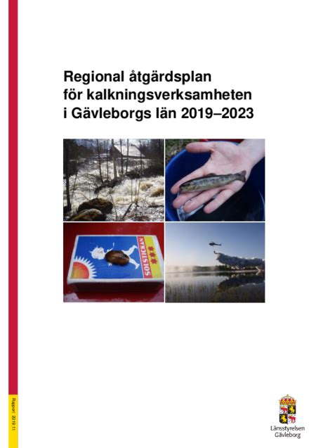 Regional Tg Rdsplan F R Kalkningsverksamheten I G Vleborgs L N