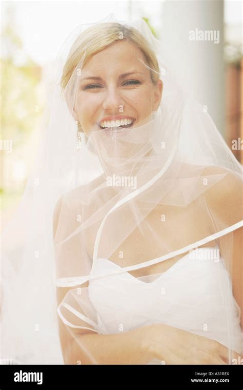 Portrait Of Bride Under Veil Stock Photo Alamy