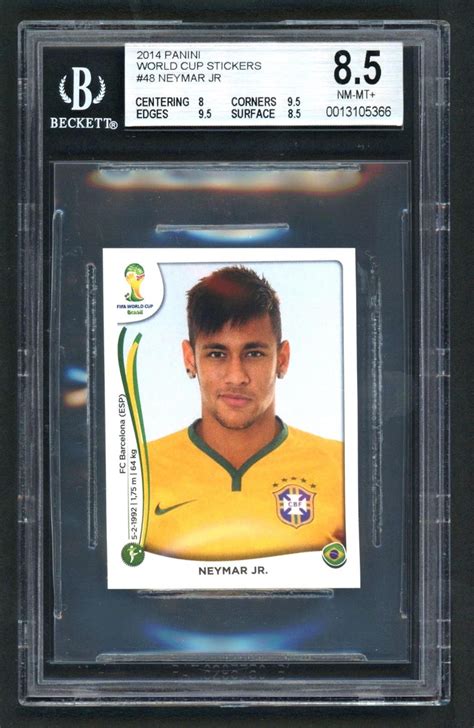 2014 Panini Fifa World Cup Stickers 48 Neymar Jr Rookie Rc Bgs 85 Nm