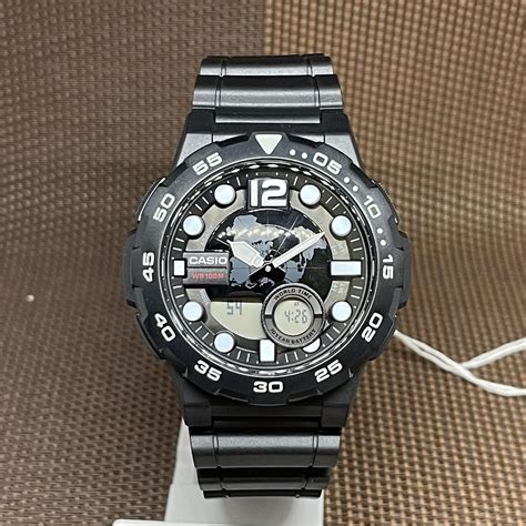 Casio AEQ 100W 1A Black Analog Digital Telememo World Time Men S Sport