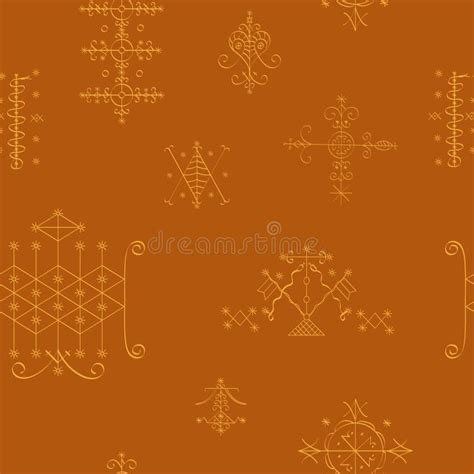 Seamless Pattern with Veve Voodoo Symbols Stock Vector - Illustration ...