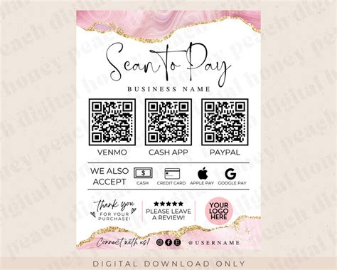 Editable Scan To Pay Sign Template QR Code Editable Template Etsy