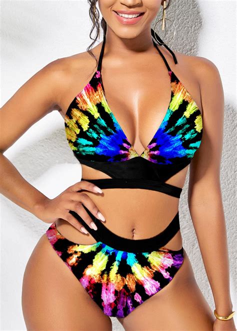 High Waisted Tie Dye Print Bikini Set Rosewe USD 29 98