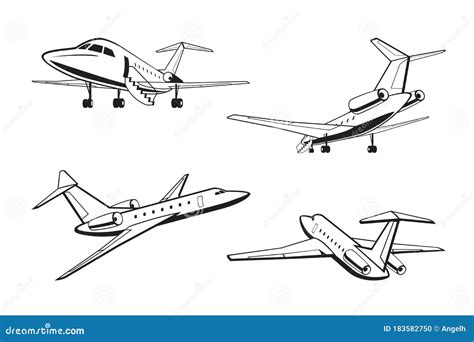 Small Passenger Aircraft In Perspective Stock Vector Illustration Of