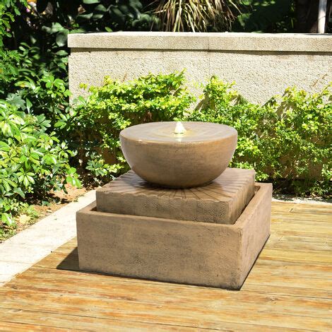 Teamson Home Garden Water Feature With Lights Outdoor Tier Basin