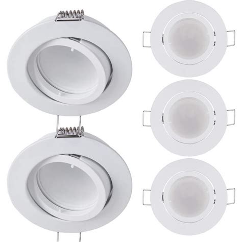 Lot De 5 Spots Led Encastrables Ronds Blanc Mat 5 W Blanc Neutre 4000 K 230 V à Intensité