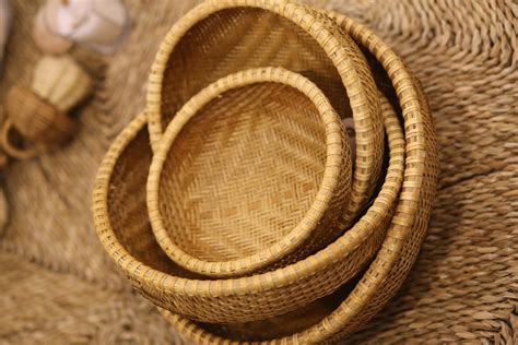 Set Vietnamese Big Handmade Bamboo Baskets For Mother S Etsy