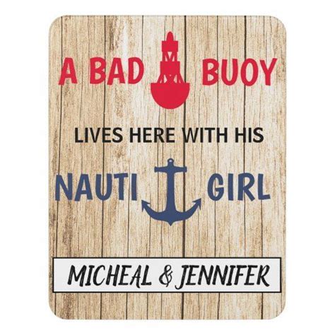 Bad Buoy Nauti Girl Funny Nautical Fishing Door Sign Custom Holiday