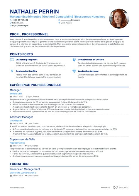 cv type guide complet  exemples gratuits enhancv