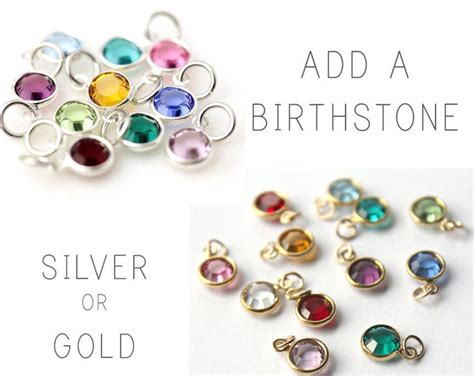 ADD ON Birthstone Charm Swarovski Crystal Custom Etsy