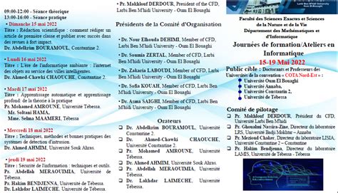 Training Workshops Days In Computer Science University Of Oum El