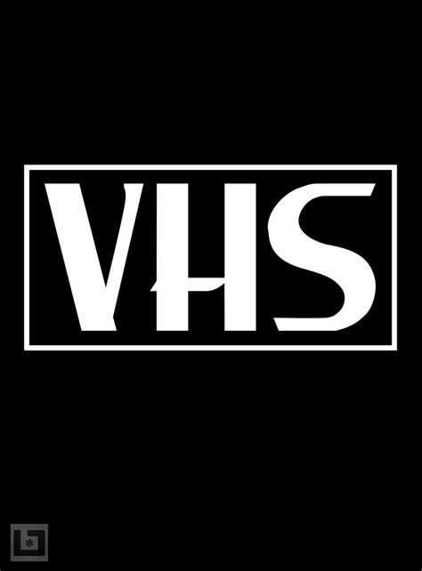 The Logo For Vhs Is Shown On A Black Background With White Letters And An Image Of