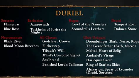 All Unique Duriel Loot Drops in Diablo 4 Listed - Prima Games