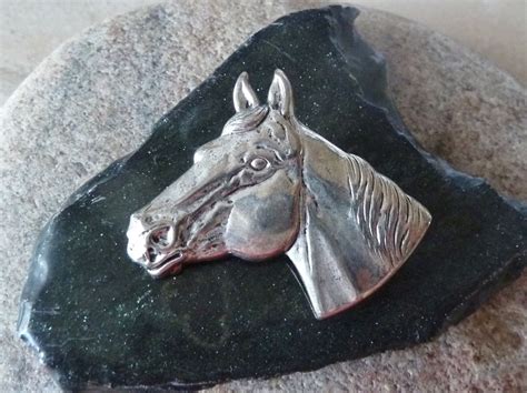 Horse Head Pin Silver Stamped Horse Head Equine Jewelry Etsy Silver