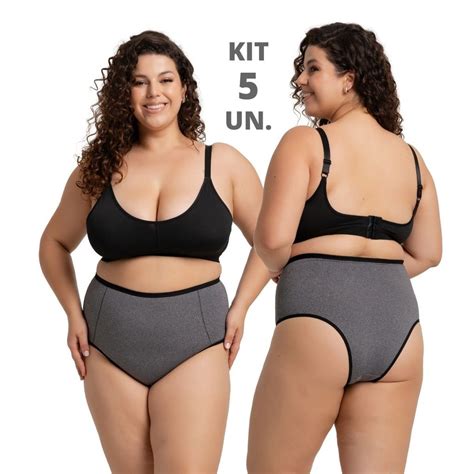 Calcinha Plus Size Cintura Alta Hot Pant Lisa Tamanhos Grandes Kit Un Shopee Brasil
