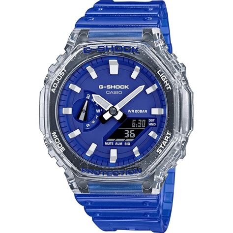 Casio G Shock Hidden Coast Series 45mm Blue Octagon Watch GA 2100HC