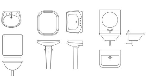 Pedestal Wash Basin With Mirror Cad Blocks Free Download Cadbull