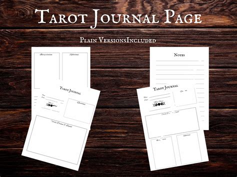 A A Printable Tarot Journal Page For Tarot Reading Book Etsy