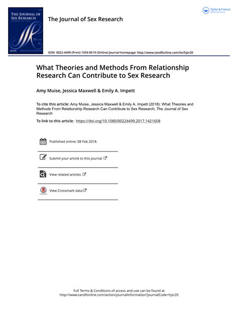 Pdf What Theories And Methods From Relationship Research Can Contribute To Sex Research