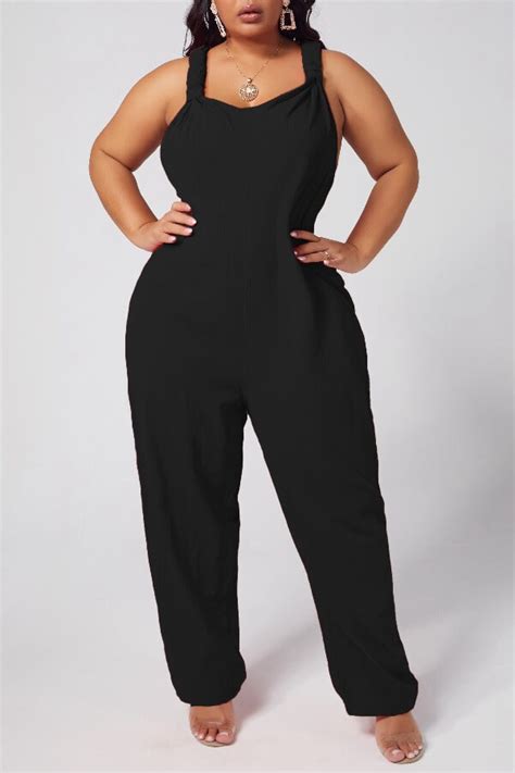 Lovely Plus Size Leisure Loose Black One Piece Jumpsuitlw Fashion Online For Women