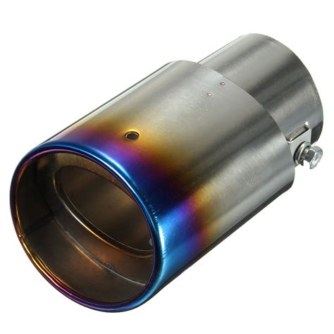 Universal Inlet Grilled Blue Car Stainless Steel Exhaust Muffler