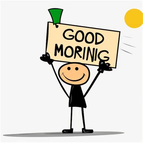 Good Morning Cartoon Stickman Holding Good Morning Sign Vector Illustration | Premium AI ...