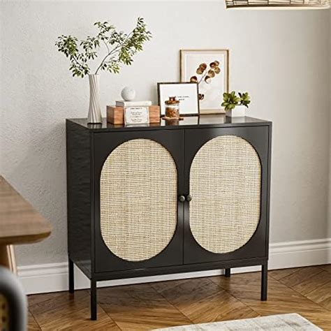 Amazon IMMERSTABLE Rattan Sideboard Buffet Cabinet 47 Black