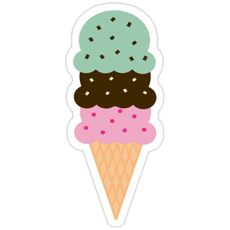 Triple Scoop Ice Cream Cone Stickers By Jessica Johansson Redbubble